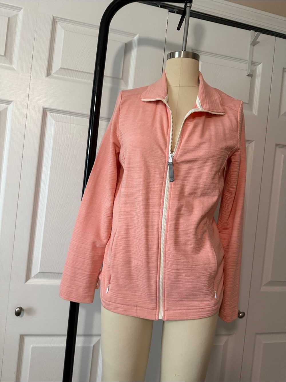 Talbots Peach Zip-Front Bomber Jacket